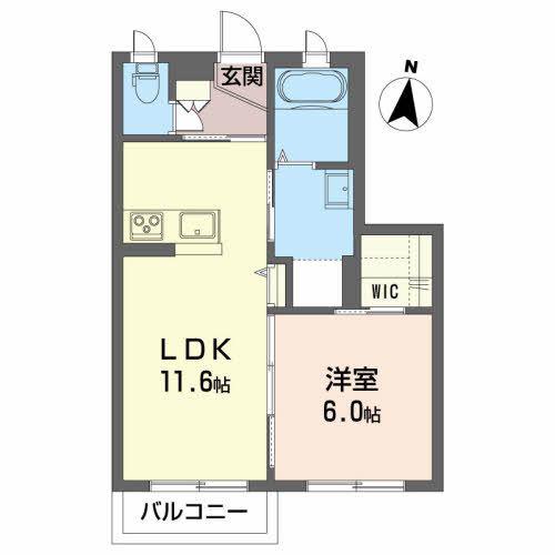 ベレオ咲田(1LDK/3階)の間取り写真