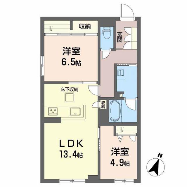 WAVE 伏見(2LDK/1階)の間取り写真