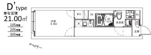 MAXIV CITY八幡山(1K/1階)の間取り写真