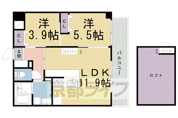 GRAND LATTICE KAWARAMACHI SHICHIJO(2LDK/6階)の間取り写真