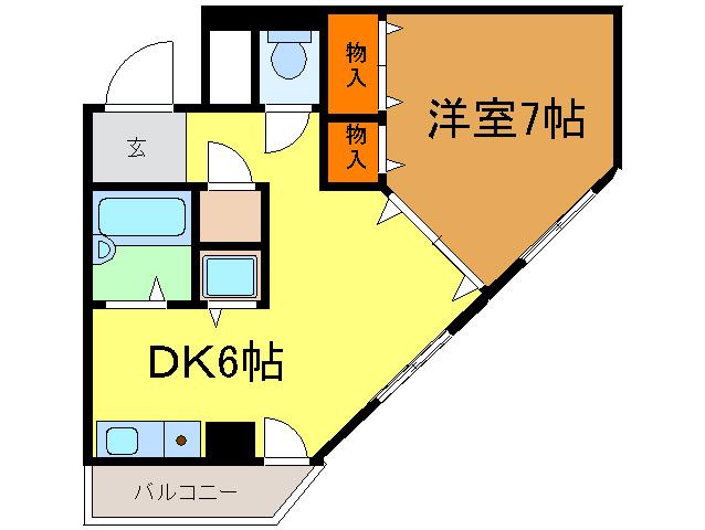 M&Cビル(1DK/4階)の間取り写真