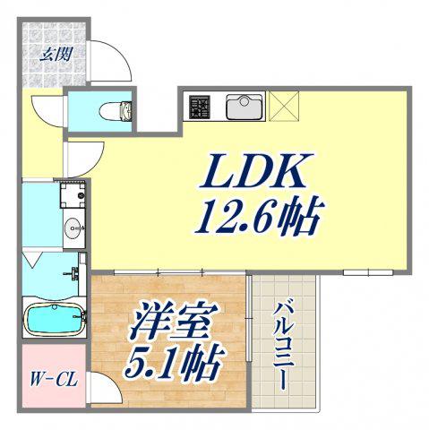 フジパレス須磨鷹取1番館(1LDK/2階)の間取り写真