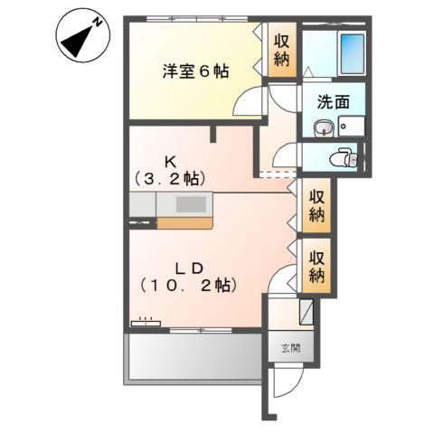 ウェルビング佐久平(1LDK/1階)の間取り写真