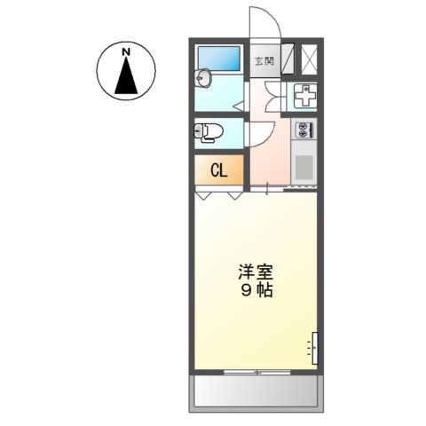 STUDIO ENCHANTE公園前(1K/1階)の間取り写真