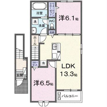グランシャリオ1・2・3(2LDK/2階)の間取り写真