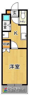 プレアール唐原(1K/1階)の間取り写真