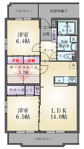 ソレイユノーブル(2SLDK/1階)の間取り写真
