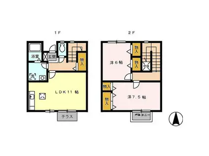 リースランド中里 B(2LDK/1階)の間取り写真