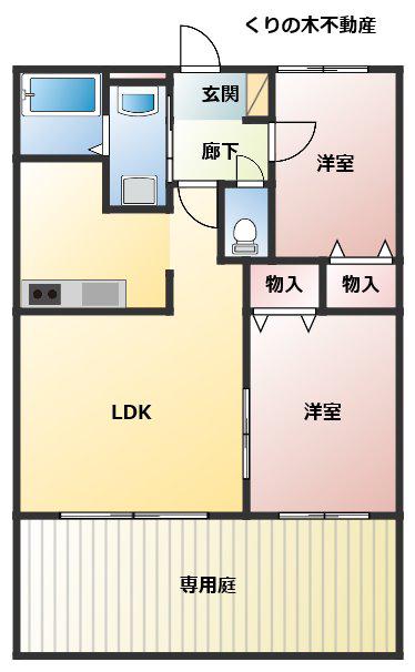 VIENTO.I(2LDK/1階)の間取り写真