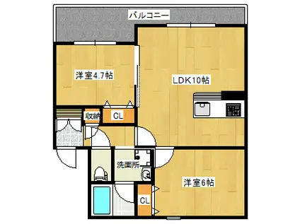 桜ヶ丘OHMORI II(2LDK/2階)の間取り写真
