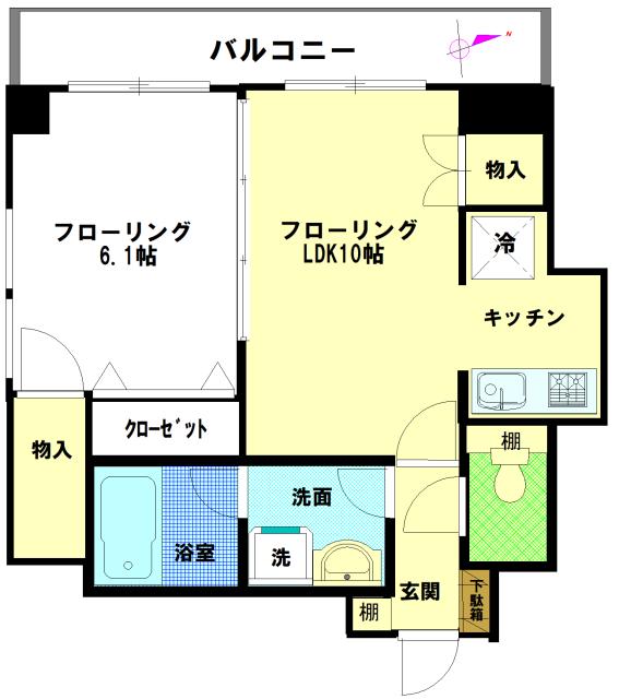 ヴェスタン・ベルグII(1LDK/3階)の間取り写真