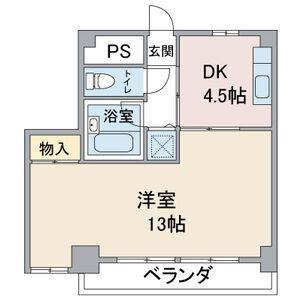 山の手荘(1DK/3階)の間取り写真