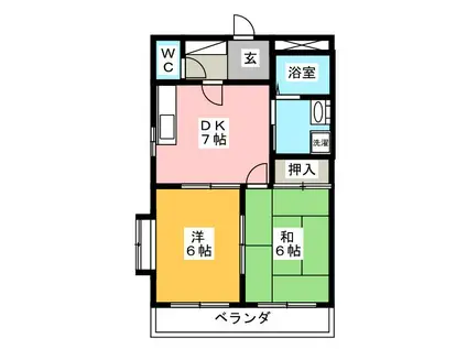 サンツイン(2DK/1階)の間取り写真