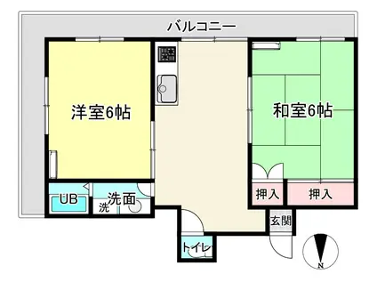 ロビンハイネス(2DK/2階)の間取り写真