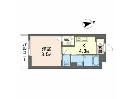 シャーメゾン オーク八戸ノ里(1K/2階)の間取り写真