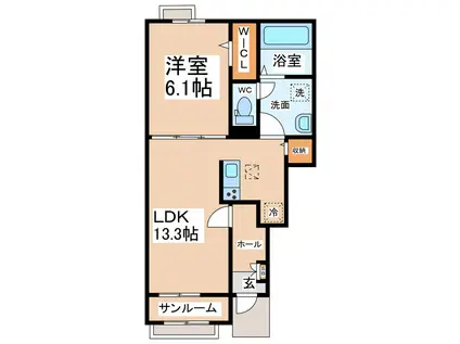 フロレゾン・ベル I(1LDK/1階)の間取り写真