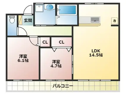 カーサ・ラべーテ(2LDK/3階)の間取り写真