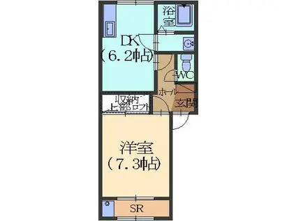 ソレアード(1DK/1階)の間取り写真