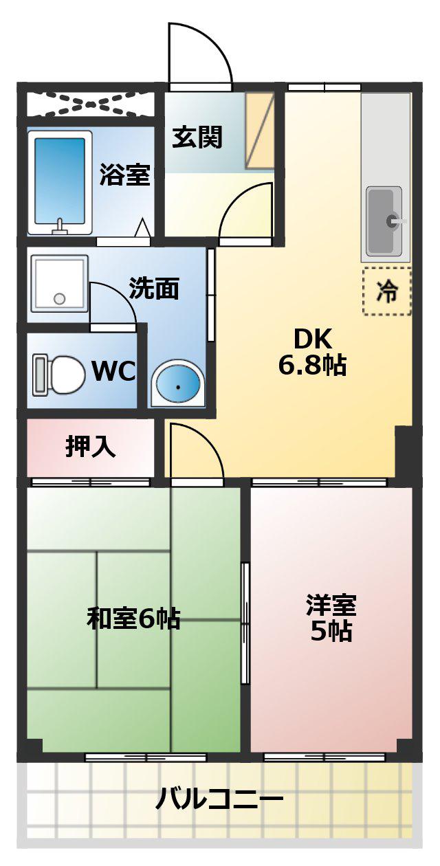 ハイムエスポアール(2DK/2階)の間取り写真
