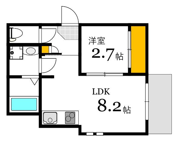 REGALEST舟入南(1LDK/3階)の間取り写真