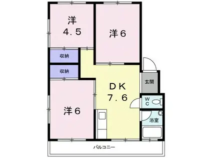 細澤マンション(3DK/3階)の間取り写真