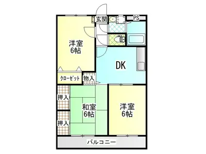 ロイヤルマンション柏(3DK/2階)の間取り写真