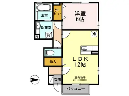 にゅうまごびれっじII(1LDK/1階)の間取り写真