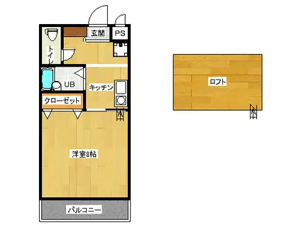 チェリーハイツ須屋(1K/2階)の間取り写真