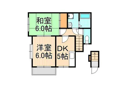 ドミール西新井(2DK/2階)の間取り写真