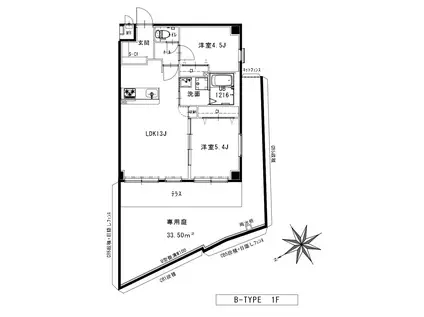 F-CREST HIGASHIAWAJI(2LDK/1階)の間取り写真
