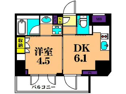 ルフォンプログレ品川大井(1DK/13階)の間取り写真