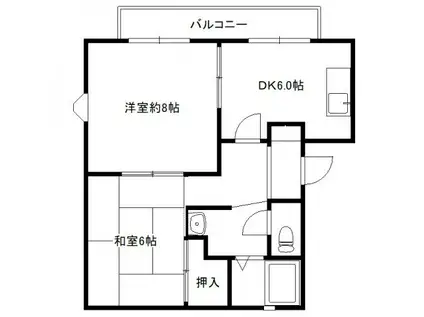 リゾンド小林III(2DK/2階)の間取り写真