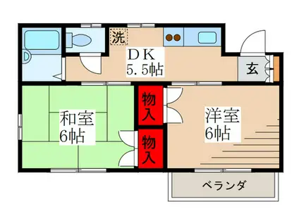 モンシャト-USUI(2DK/2階)の間取り写真