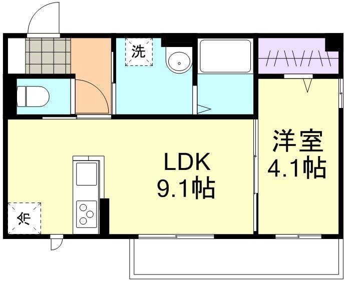 フォルティス四十瀬(1LDK/3階)の間取り写真