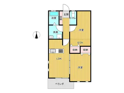 ドゥヴィラージュ(2LDK/2階)の間取り写真