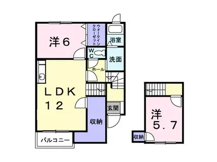 フォンテーヌIV(2LDK/2階)の間取り写真