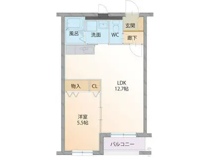 HEARTFULMANSION COPAIN(1LDK/3階)の間取り写真