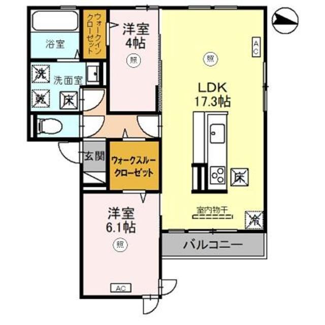 D-ROOM尾崎丁(2LDK/1階)の間取り写真