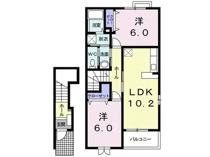ノイ・フロイデC(2LDK/2階)の間取り写真