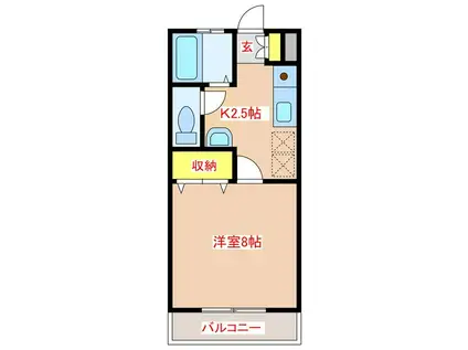 ウイングヒルII(1K/1階)の間取り写真