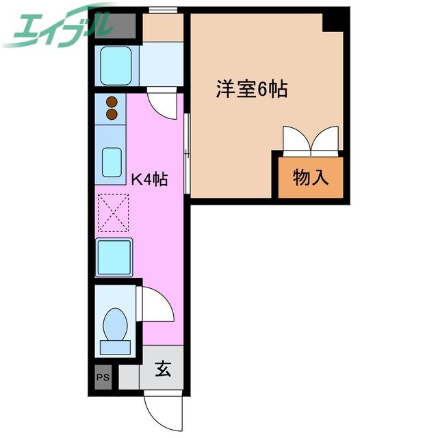 内山マンション(1K/4階)の間取り写真