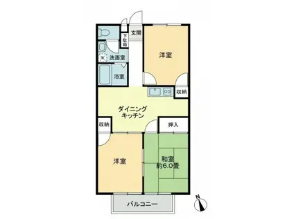 フォブールDMC・C(3DK/2階)の間取り写真