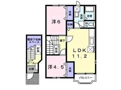サン・ブライトA棟(2LDK/2階)の間取り写真