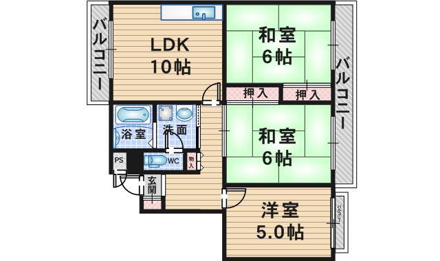 ピアチェーレ(3LDK/2階)の間取り写真