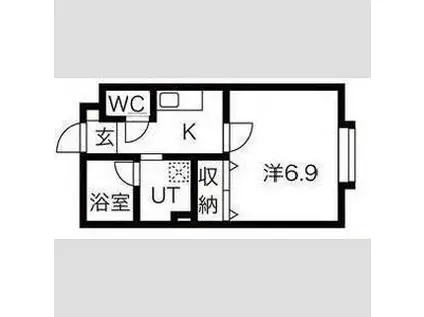 レジデンス長町南(1K/1階)の間取り写真