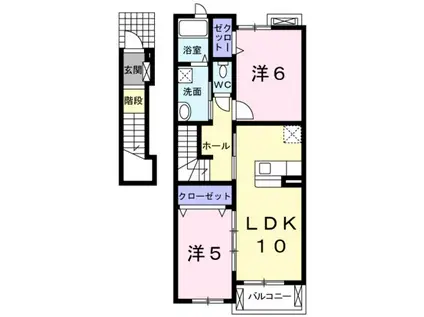 グリーン・ヴィラII(2LDK/2階)の間取り写真