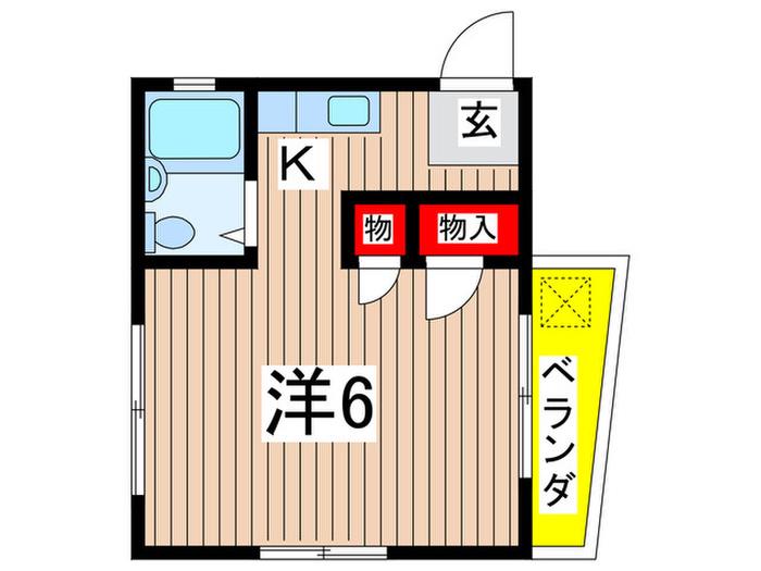 コーポ西国立(1K/2階)の間取り写真