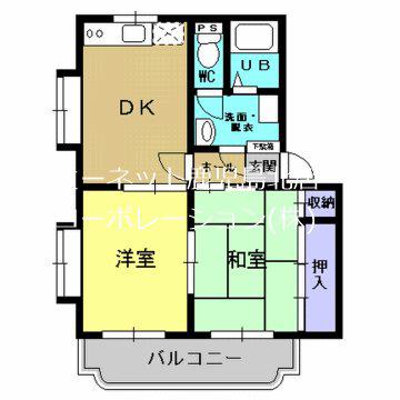 ソレイユ伊敷(2DK/2階)の間取り写真