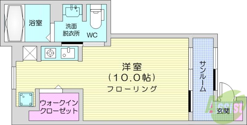 アンファミーユⅠ(1K/1階)の間取り写真