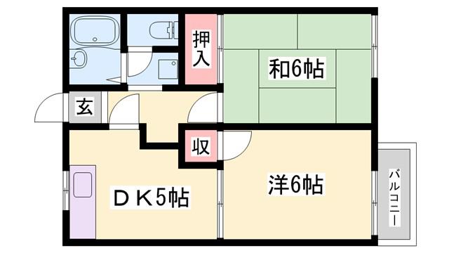 リバティハイツ(2DK/2階)の間取り写真
